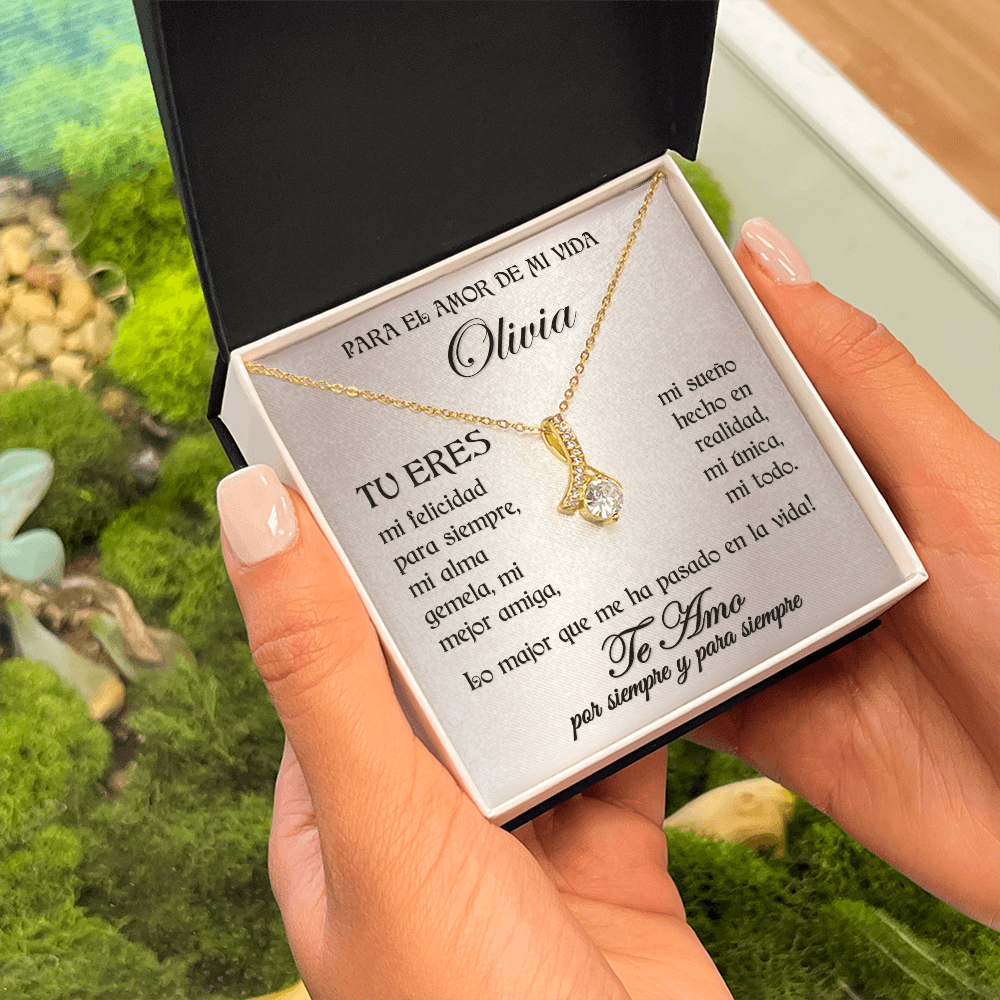 Regalo Personalizado Para El Amor De Mi Vida Pendiente Alluring Beauty RIBBON en 14K Oro Blanco o 18K Oro Amarillo Idea Por Navidad Aniversarios San Valentin Cumpleaños