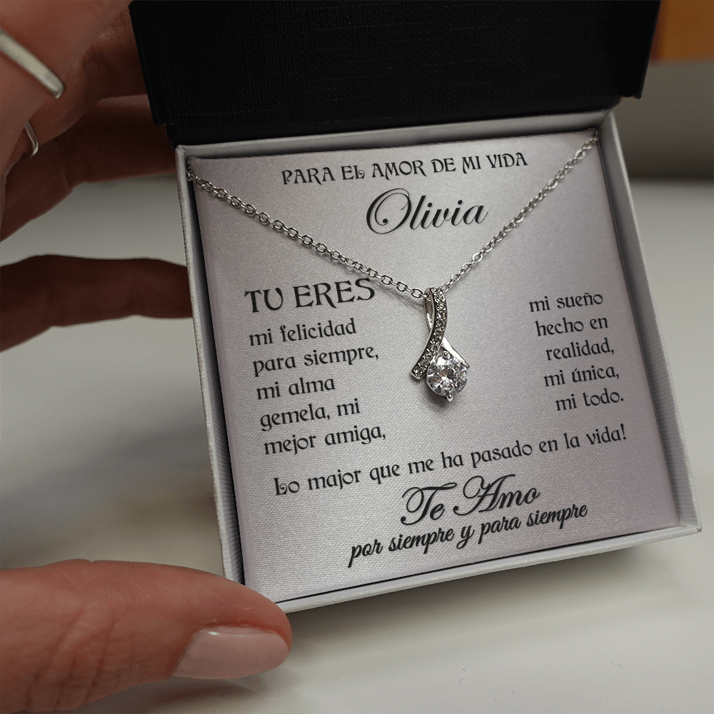 Regalo Personalizado Para El Amor De Mi Vida Pendiente Alluring Beauty RIBBON en 14K Oro Blanco o 18K Oro Amarillo Idea Por Navidad Aniversarios San Valentin Cumpleaños