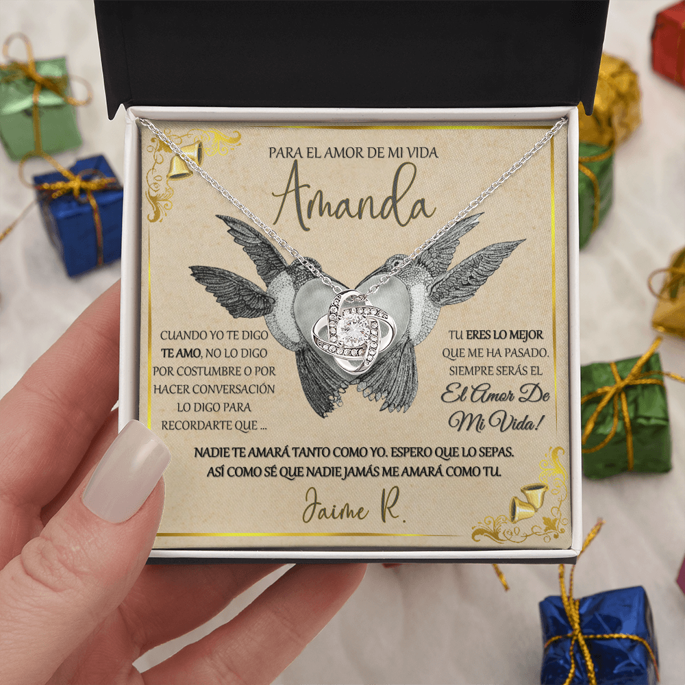 Regalo Para Mujer Collar El Amor De Mi Vida Novia Esposa Idea Romántica Aniversarios San Valentin Navidad Cumpleaños Día de las Madres NUDO de Oro 14K o 18K