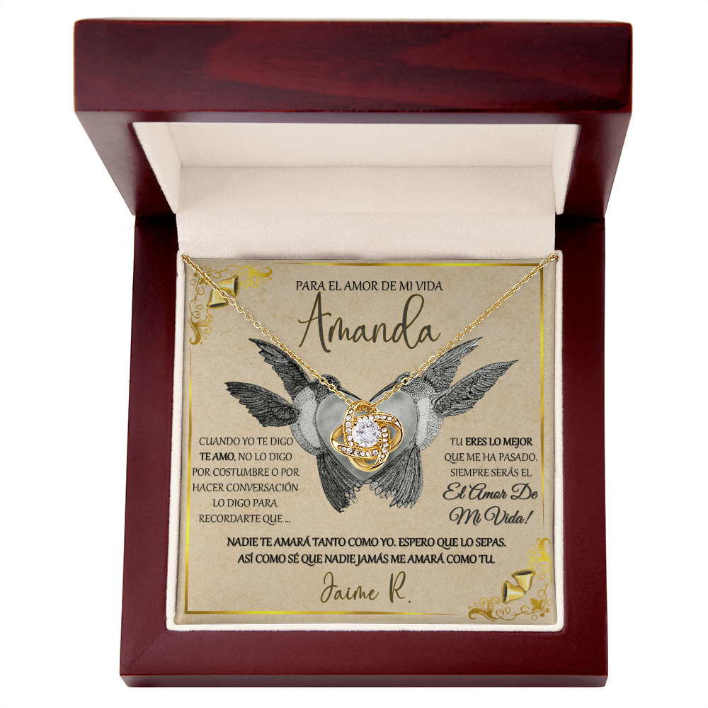 Regalo Para Mujer Collar El Amor De Mi Vida Novia Esposa Idea Romántica Aniversarios San Valentin Navidad Cumpleaños Día de las Madres NUDO de Oro 14K o 18K