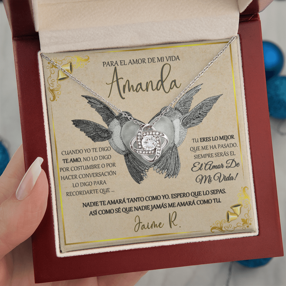 Regalo Para Mujer Collar El Amor De Mi Vida Novia Esposa Idea Romántica Aniversarios San Valentin Navidad Cumpleaños Día de las Madres NUDO de Oro 14K o 18K