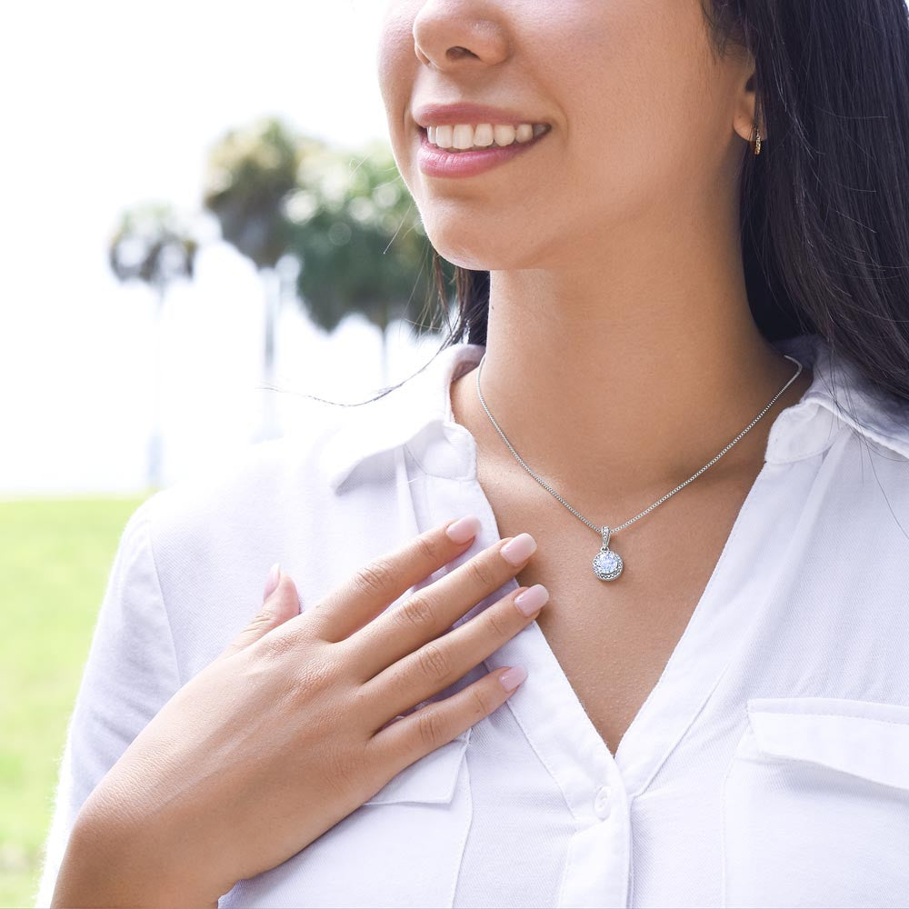 Personalized Gift For The Love Of My Life "At First Sight" Eternal Hope Necklace 14K White Gold Pendant