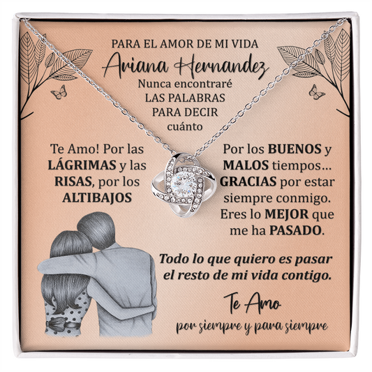 Regalo Para El Amor De Mi Vida Novia Esposa Pareja Amante Alma Gemela Tarjeta Personalizada Pendiente Nudo De Amor 14K om 18K Oro Idea Aniversarios San Valentin Cumpleaños