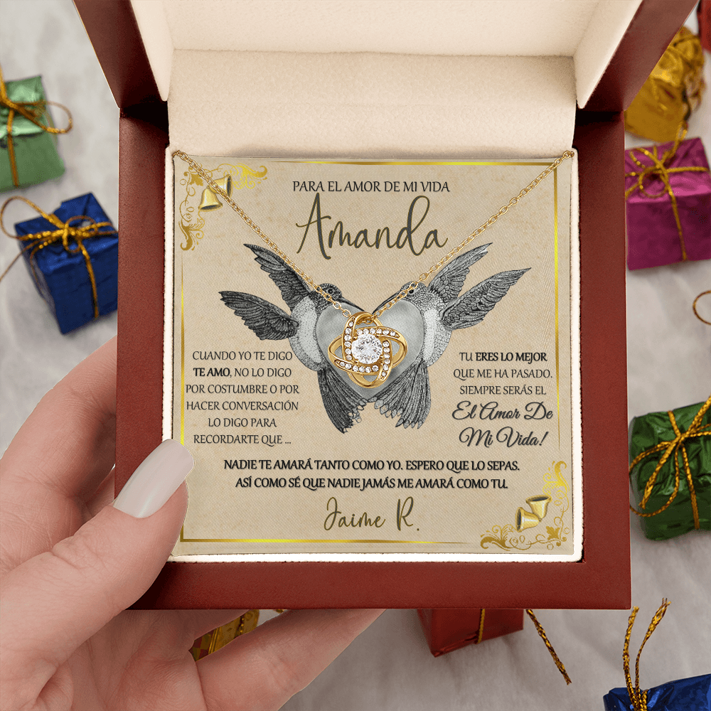 Regalo Para Mujer Collar El Amor De Mi Vida Novia Esposa Idea Romántica Aniversarios San Valentin Navidad Cumpleaños Día de las Madres NUDO de Oro 14K o 18K