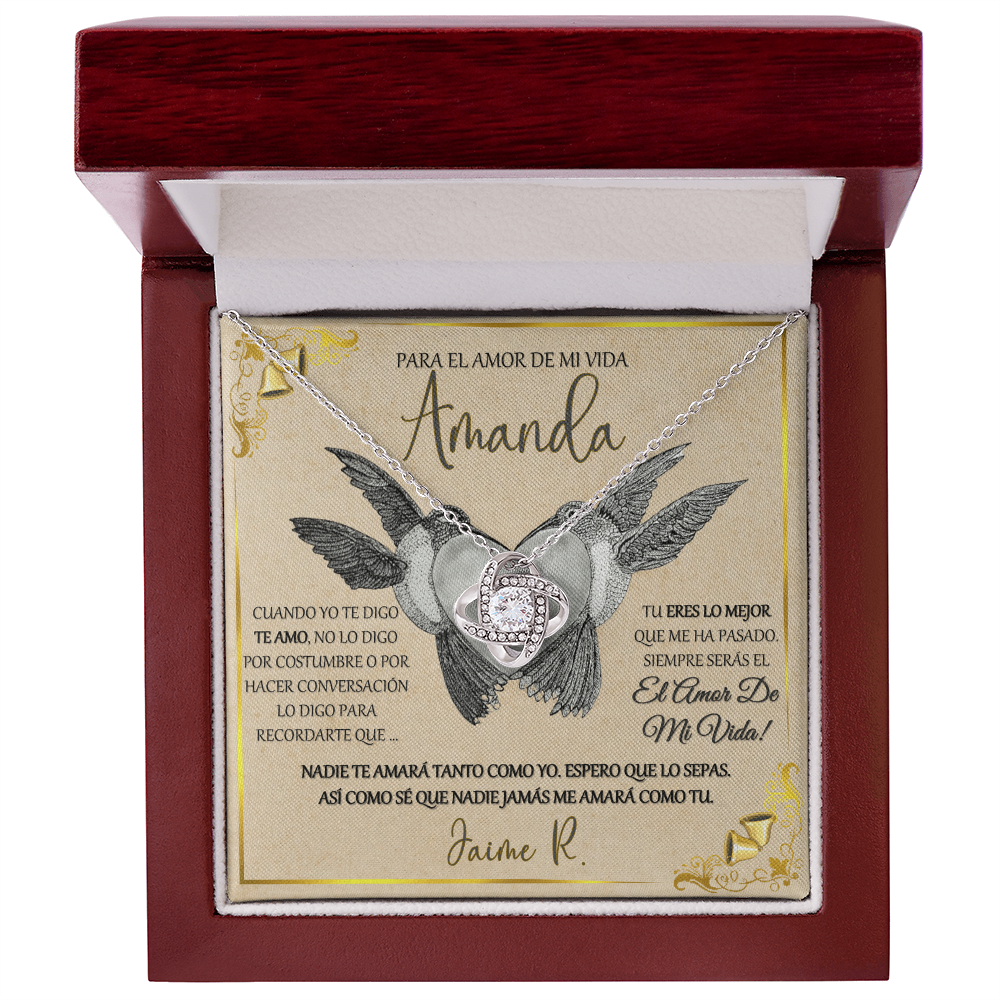 Regalo Para Mujer Collar El Amor De Mi Vida Novia Esposa Idea Romántica Aniversarios San Valentin Navidad Cumpleaños Día de las Madres NUDO de Oro 14K o 18K