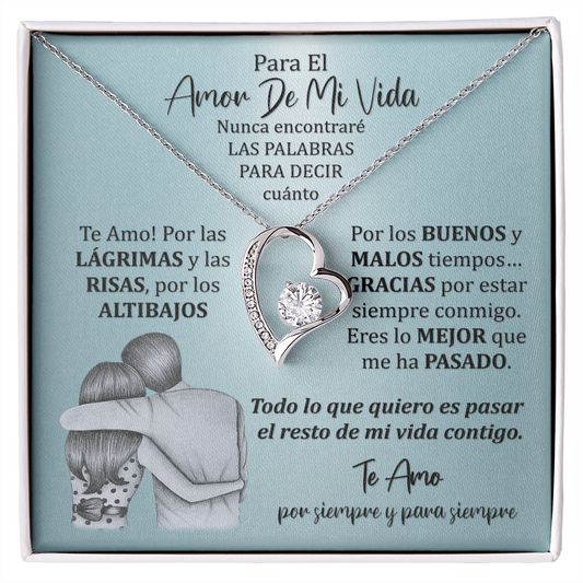 Regalo Collar Para El Amor De Mi Vida Novia Esposa Pareja Pendiente FLN Corazón 14K o 18K Oro Idea Por Navidad Cumpleaños Aniversario San Valentin Día de las Madres